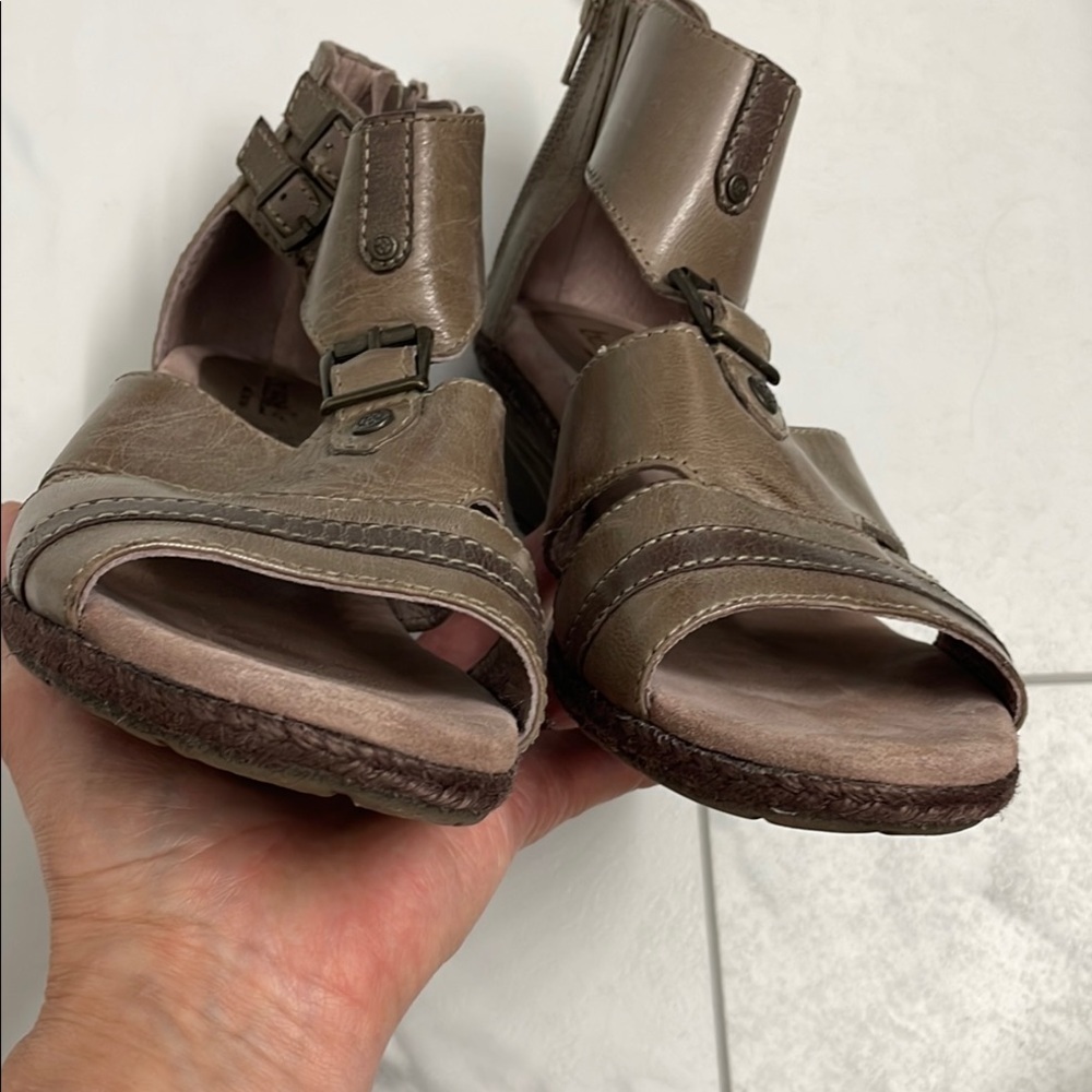 Bussola Brown/Dark Tan Leather Comfort Sandles Minimalist Design Size 40 - Picture 11 of 15